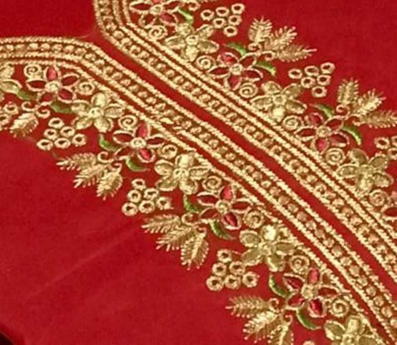 Semi Stitched Velvet Kurta & Palazzo Material Embroidered