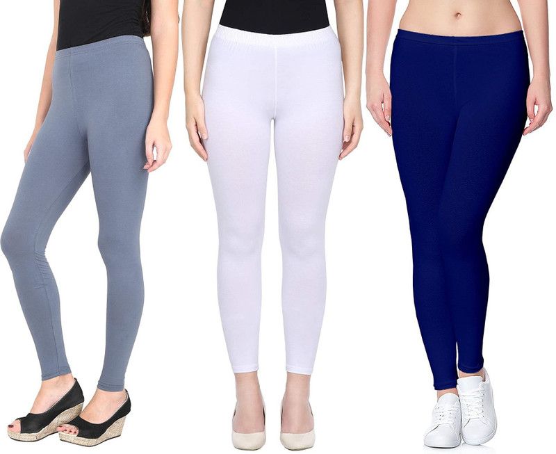 SwaNit Ankle Length Western Wear Legging  (Grey, White, Blue, Solid)