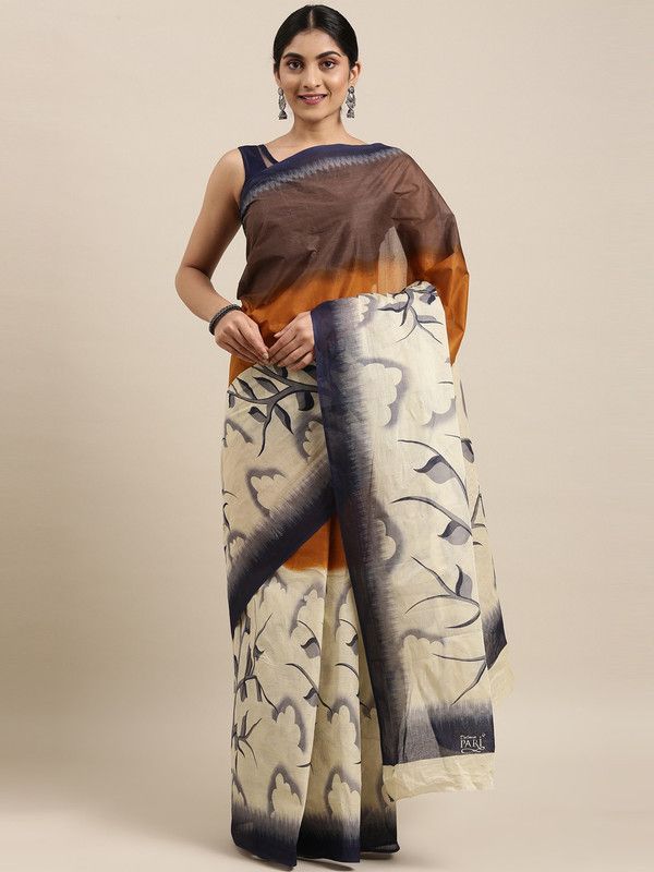 Graphic Print Bollywood Pure Cotton Saree  (Multicolor)