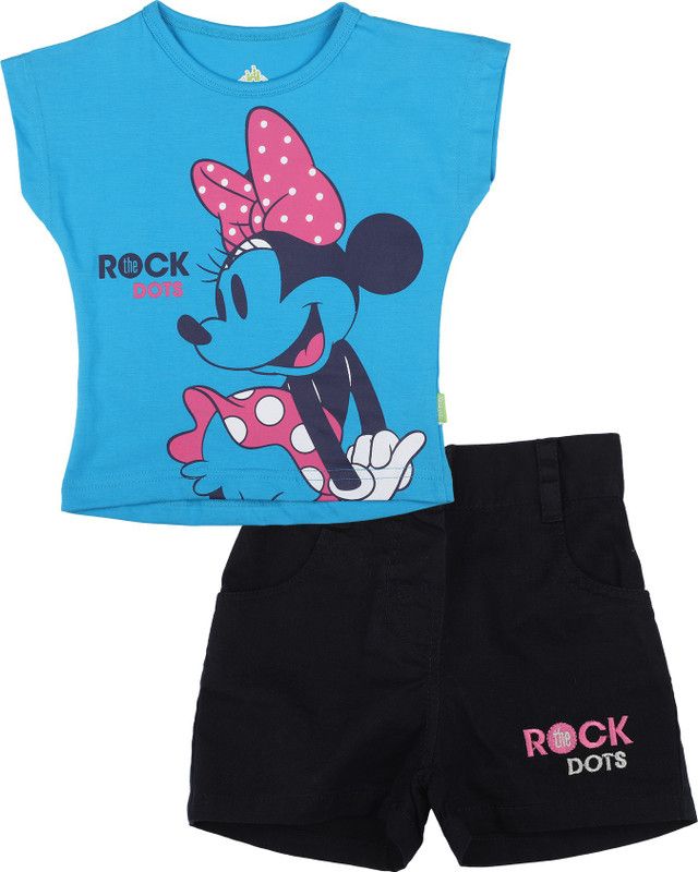 Baby Girls Mickey Casual T-shirt Shorts  (Multicolor)