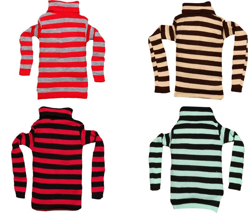 Girls Casual Pure Wool Sweater Top  (Multicolor, Pack of 4)