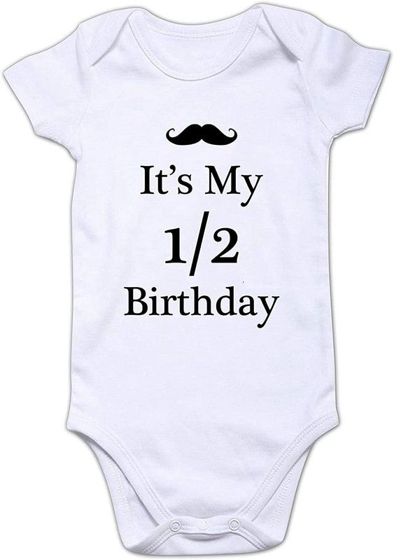 Romper For Baby Boys & Baby Girls Printed Cotton Blend  (White, Pack of 1)