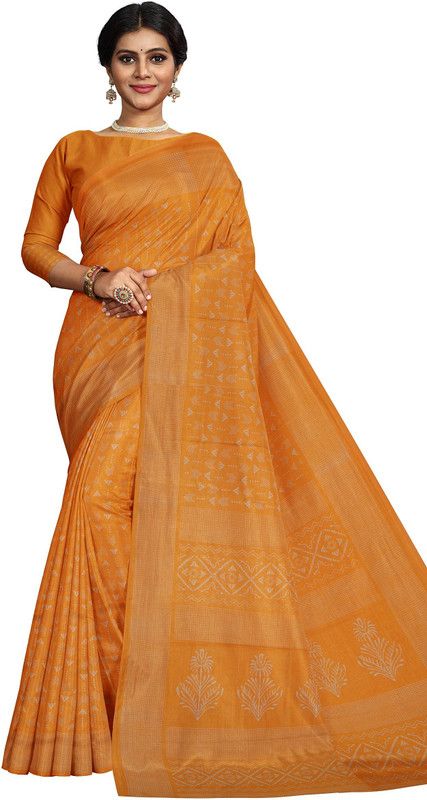 Self Design Daily Wear Crepe Saree  (Orange)