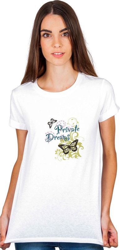 Private dreams Graphic printed Cotton Tshirt Unisex Women Printed Round Neck Cotton Blend White T-Shirt