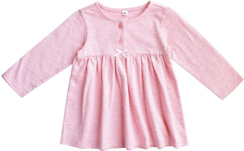 Baby Girls Below Knee Casual Dress  (Pink, Full Sleeve)