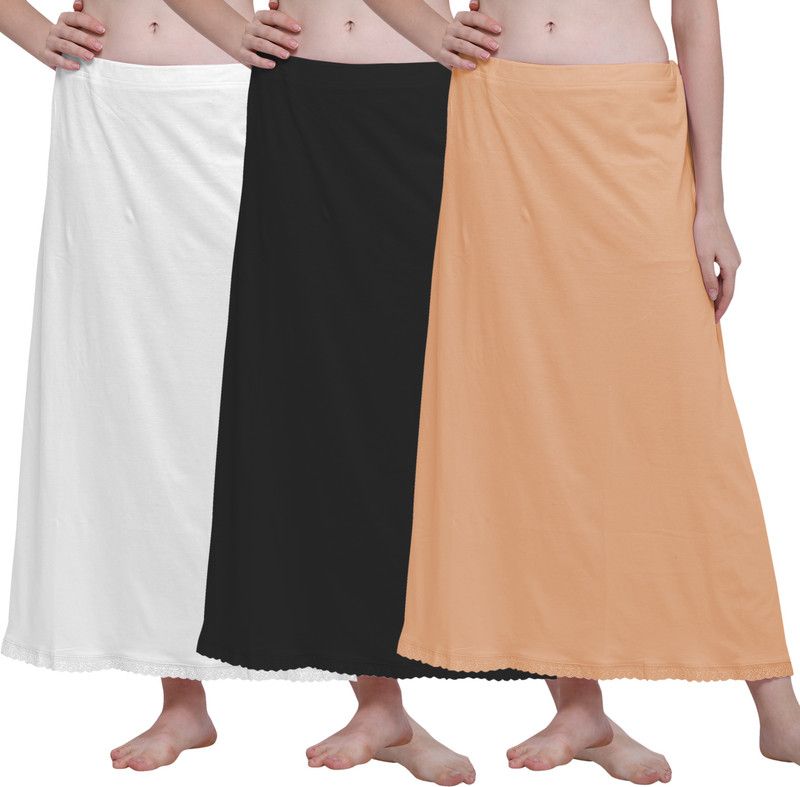 Ziya HOS-CTN-WHT-BLK-ORN Hosiery, Cotton Blend Petticoat  (Free)