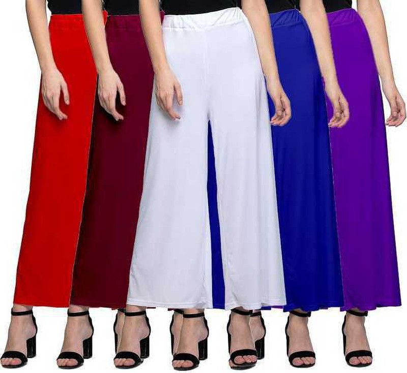 Women Regular Fit Red, Maroon, White, Dark Blue, Purple Crepe Trousers