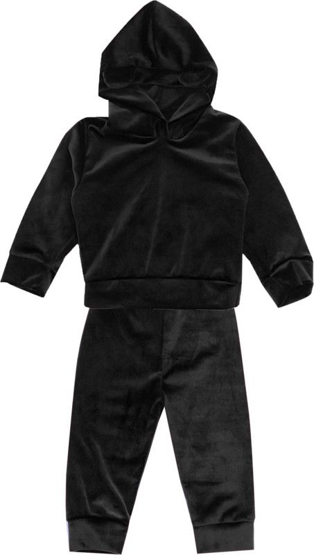 Boys & Girls Casual Sweatshirt Track Pants  (Black)