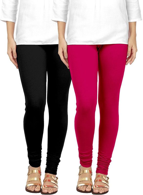 iShop Churidar Western Wear Legging  (Black, Pink, Solid)