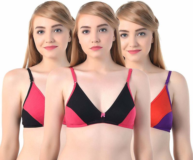 Pack of 3 Women T-Shirt Heavily Padded Bra  (Black, Pink)