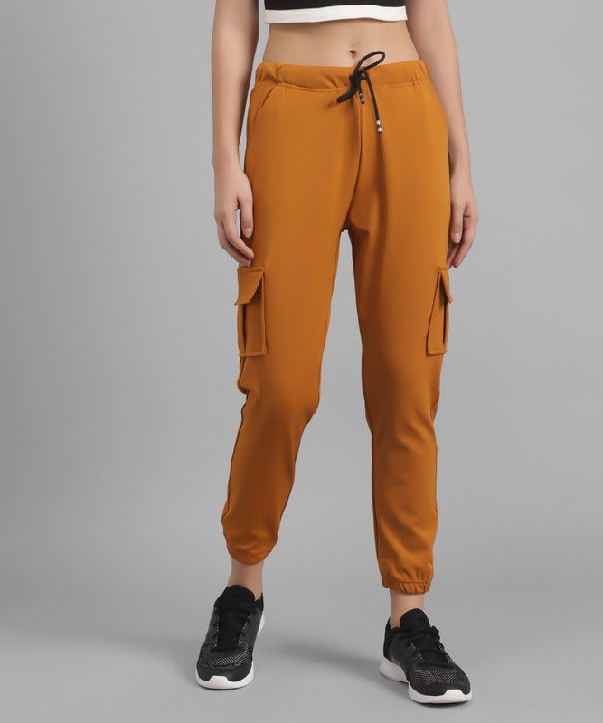 Women Regular Fit Yellow Lycra Blend Trousers