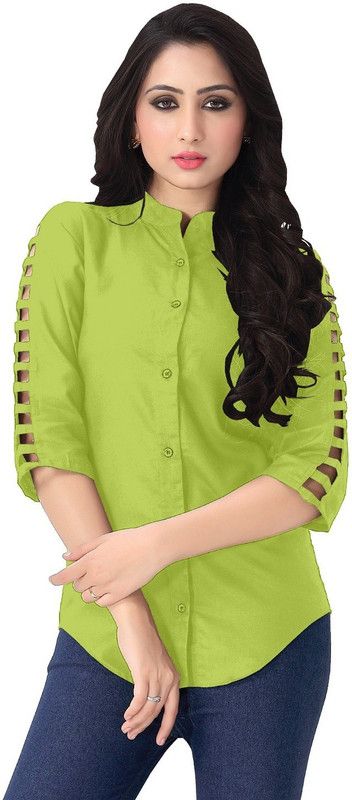 Party Solid Women Light Green Top