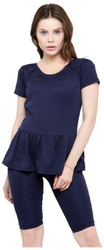 TRADITION 3/4 LEGGY FROCK STYLE - LADIES / WOMEN / GIRL SWIMMING COSTUME / SWIM DRESS / SWIM SUIT - SIZE SMALL TO BIG SIZE 5XL FOR EVERY SIZE WOMEN Solid Women Swim-dress Blue Swimsuit