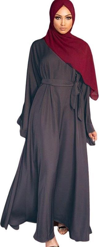 barakath GREY XX-LARGE Georgette Polyster Solid Abaya  (Grey)