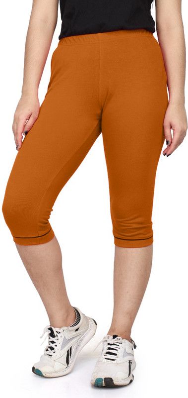 Capri For Girls Casual Solid Cotton Jersey  (Brown Pack of 1)