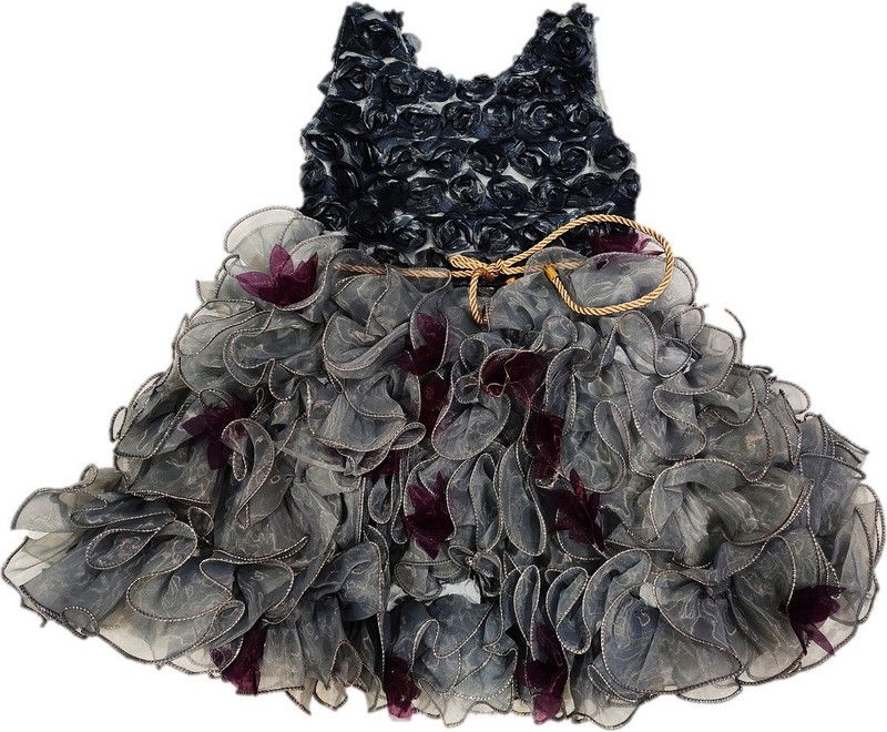 Baby Girls Maxi/Full Length Party Dress  (Grey, Sleeveless)