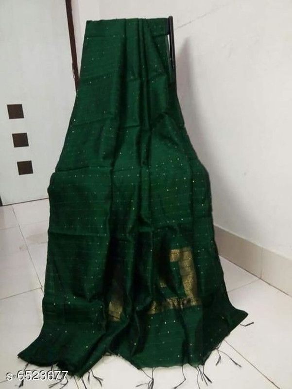 Daily Wear Pure Silk Saree  (Dark Green)