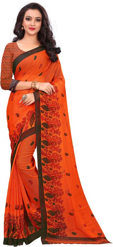 Paisley Fashion Georgette Saree  (Orange)