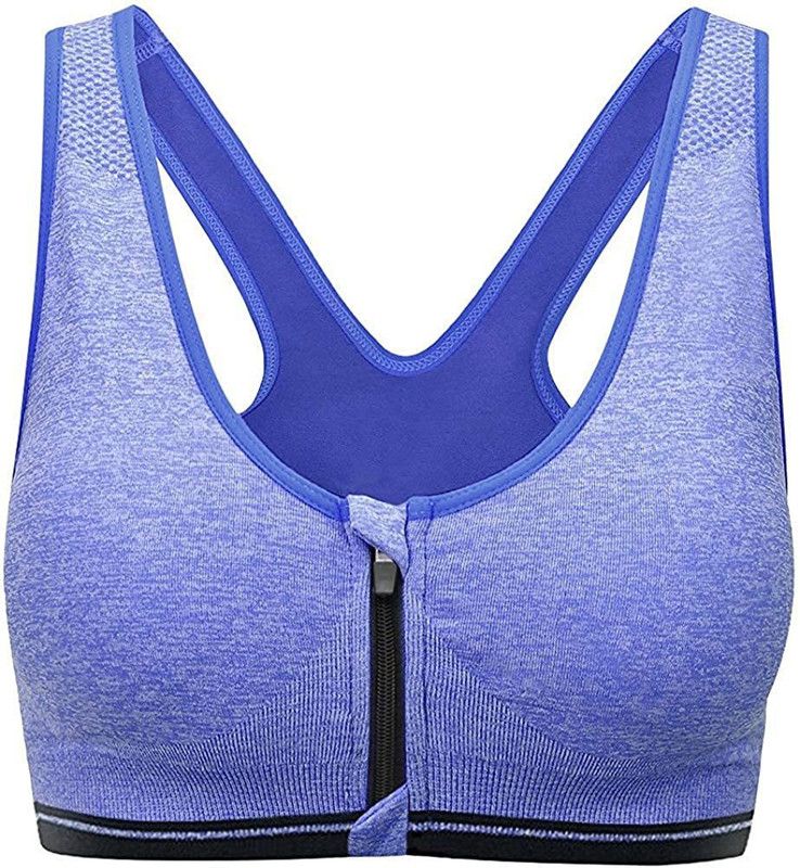 Women Sports Lightly Padded Bra  (Black, Blue)