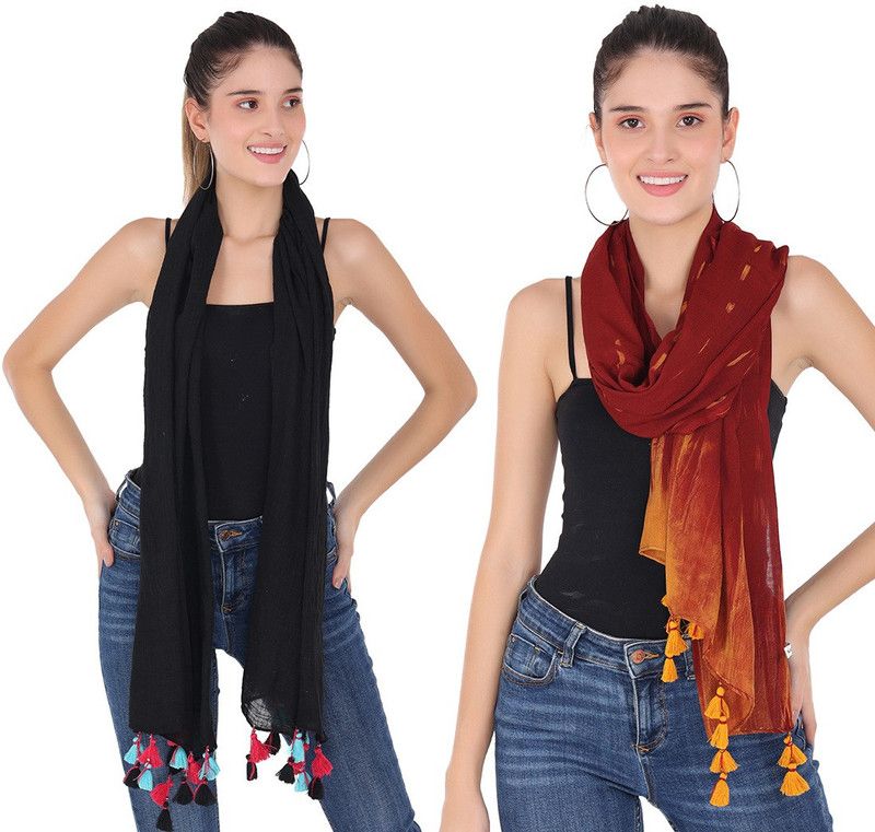 Palatt Printed, Self Design Viscose Girls Fancy Scarf, Stole, Scarf