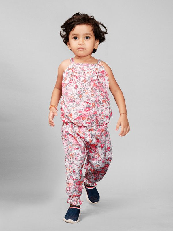Baby Girls Casual Top Pant  (Pink)