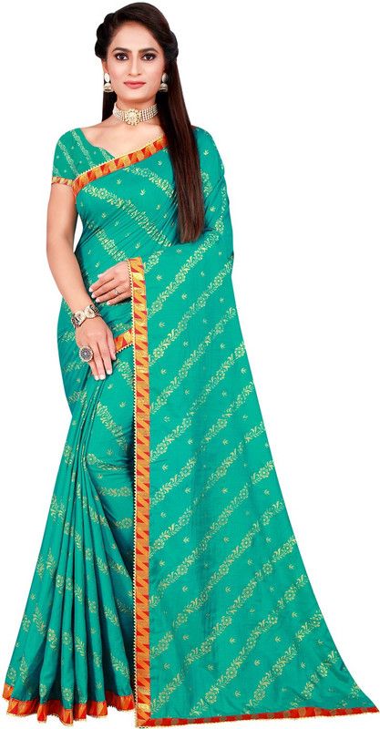 Chanderi Silk Blend Saree  (Light Green)