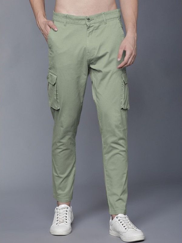 Pack of 2 Men Regular Fit Green Cotton Blend Trousers
