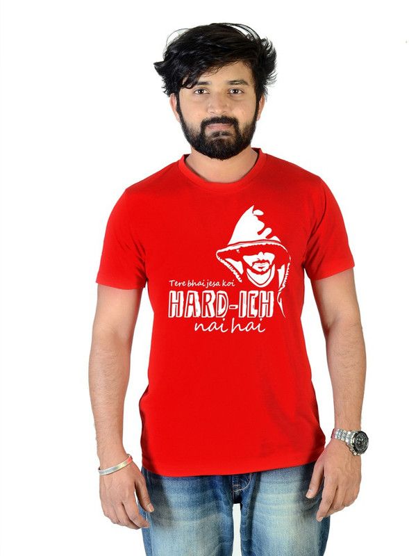Hardich Apna Time Aayega Men Printed Round Neck Pure Cotton Red T-Shirt
