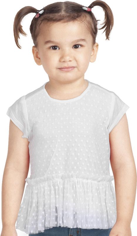 Girls Cotton Lycra Blend Top  (White, Pack of 1)