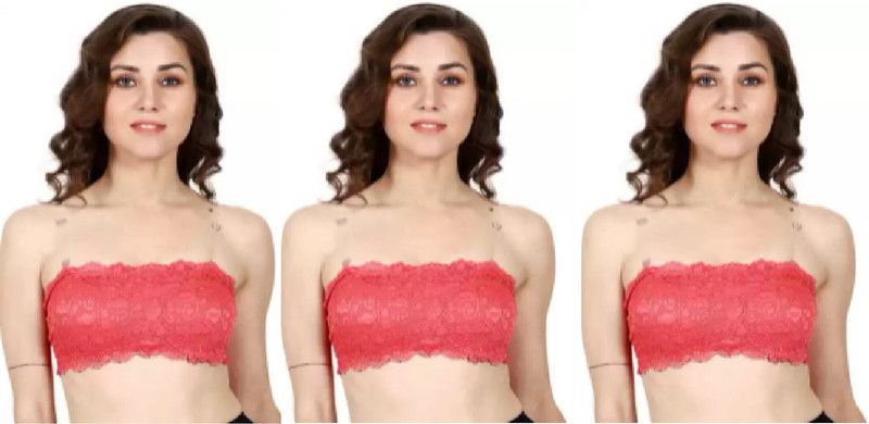 Pack of 3 Women Bandeau/Tube Lightly Padded Bra  (Pink)