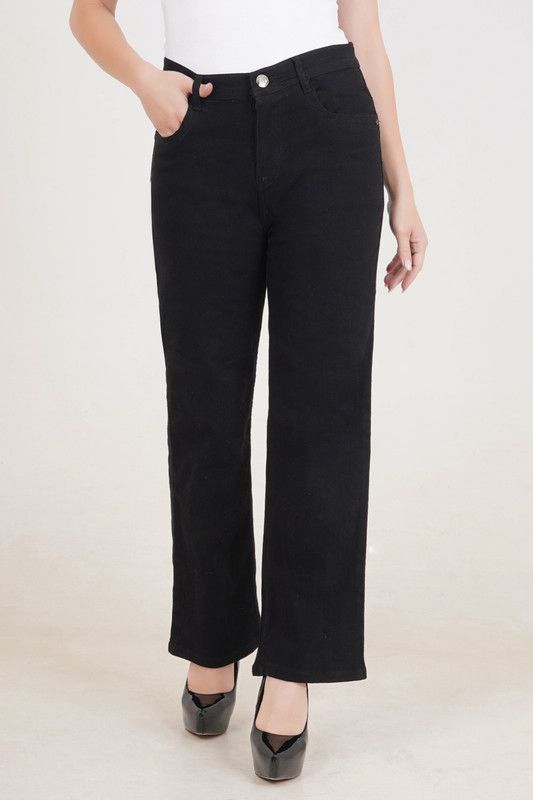 Women Boyfriend Mid Rise Black Jeans