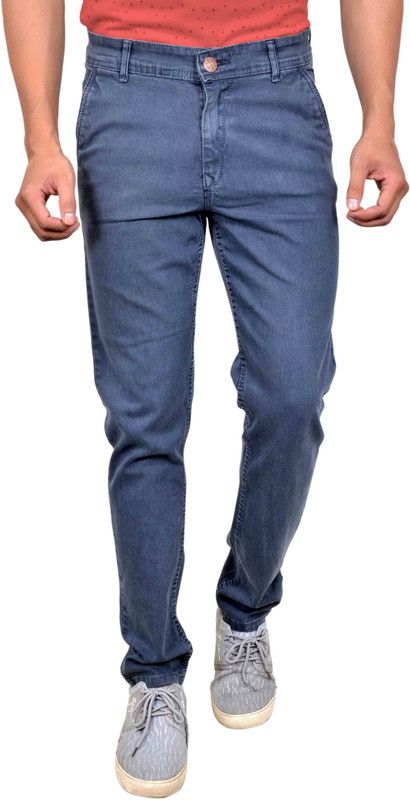 Men Slim Mid Rise Dark Grey Jeans
