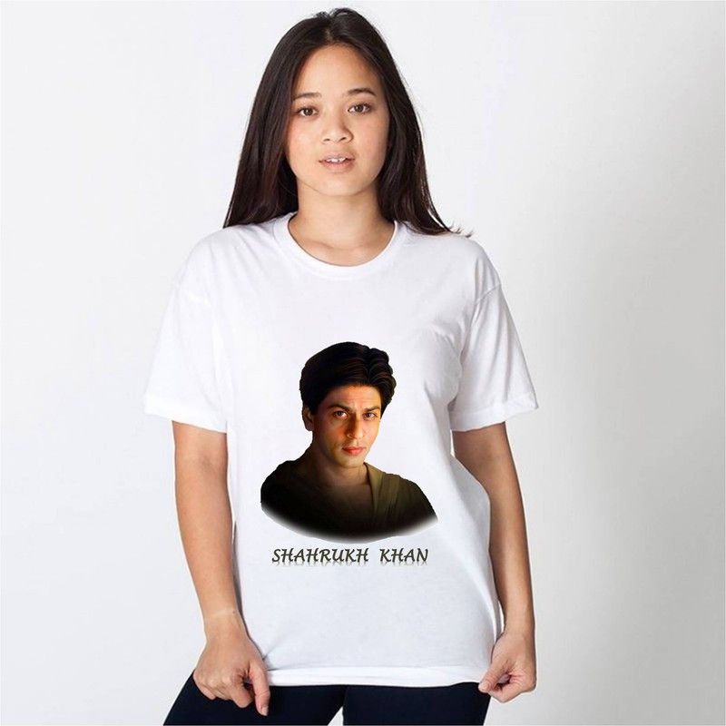 HamsaMART.com Women Printed Round Neck Polyester White T-Shirt