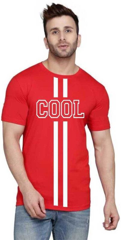 Typography Men Red T-Shirt