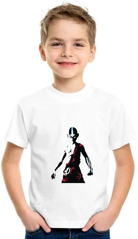 Boys Cartoon/Superhero Pure Cotton T Shirt  (White, Pack of 1)