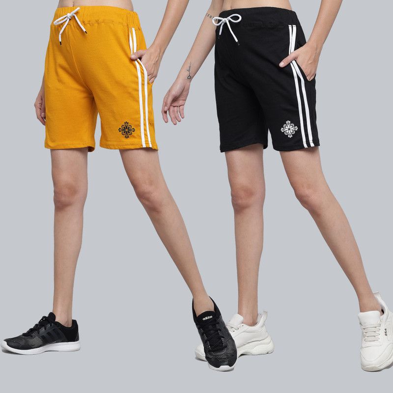 Pack of 2 Solid Women Multicolor Regular Shorts