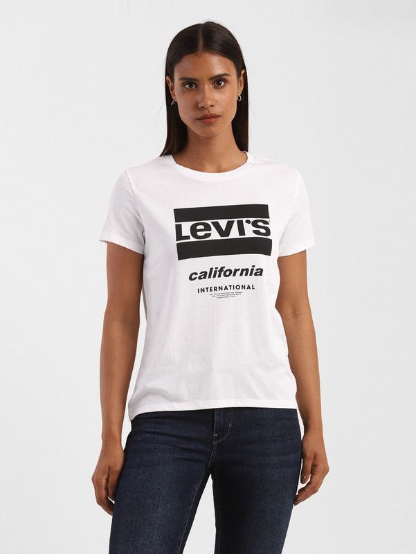 Women Graphic Print Crew Neck Pure Cotton White T-Shirt