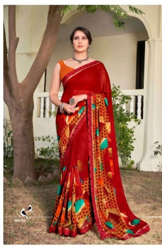 Printed Assam Silk Cotton Blend Saree  (Pack of 8, Brown)