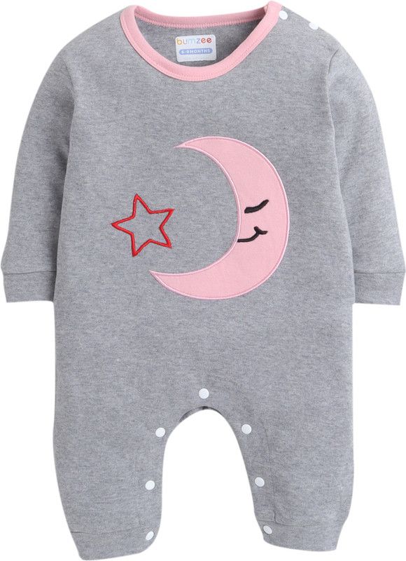 Romper For Baby Boys Embroidered Hosiery  (Grey, Pack of 1)