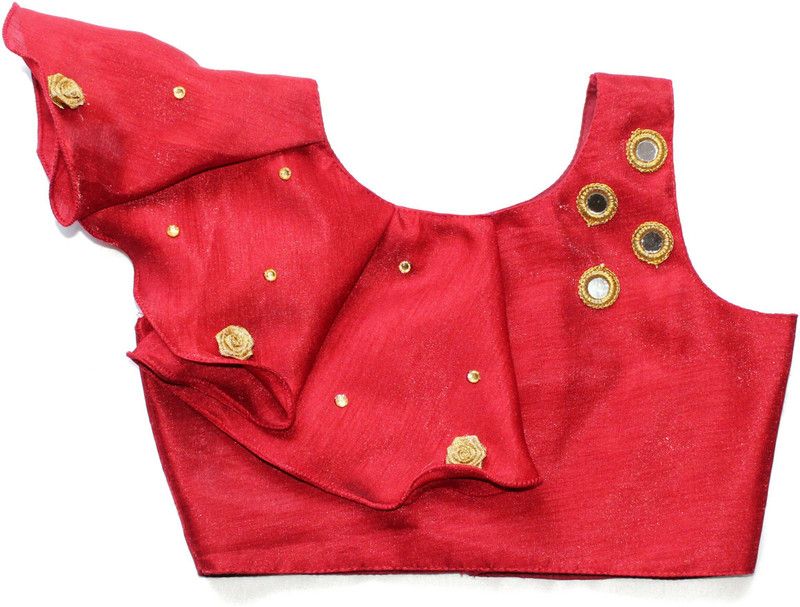 Girls Party Cotton Silk Fashion Sleeve Top  (Maroon, Pack of 1)