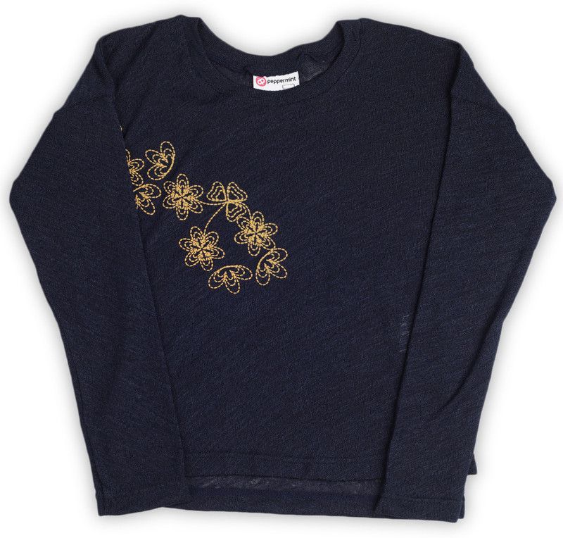 Girls Casual Acrylic Blend Top  (Dark Blue, Pack of 1)