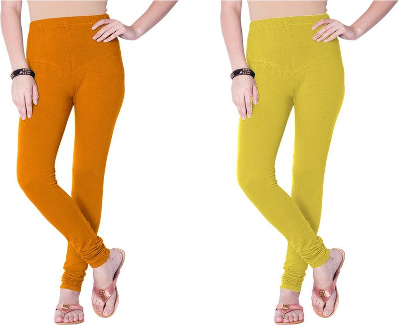 SP Weella Churidar Western Wear Legging  (Orange, Yellow, Solid)