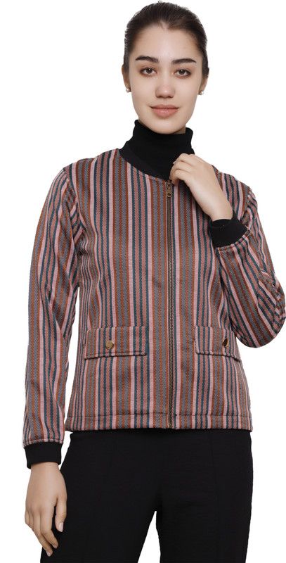 Women Striped Bomber Jacket