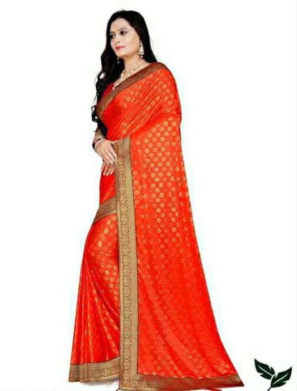 Digital Print Bollywood Lycra Blend Saree  (Orange)
