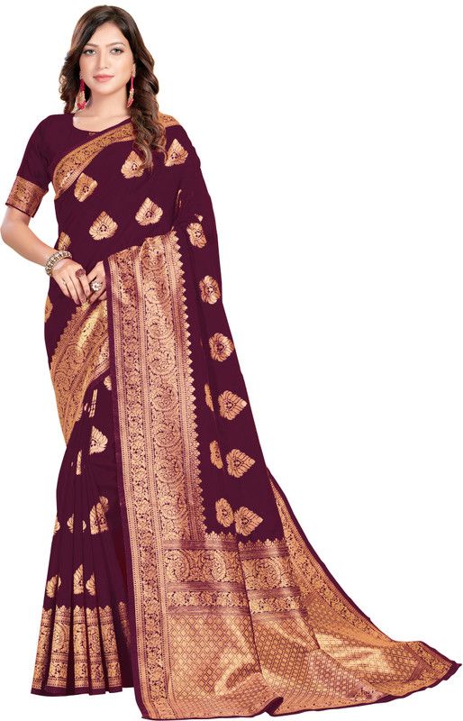 Self Design Kanjivaram Jacquard, Art Silk Saree  (Maroon)
