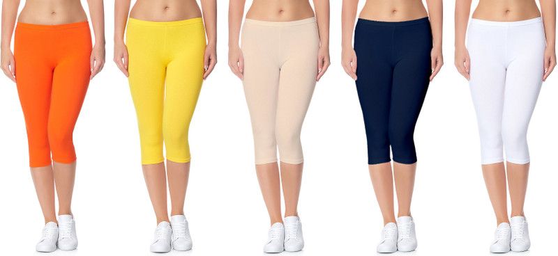 Cotton Lycra 220 GSM Bio-Wash Women Multicolor Capri