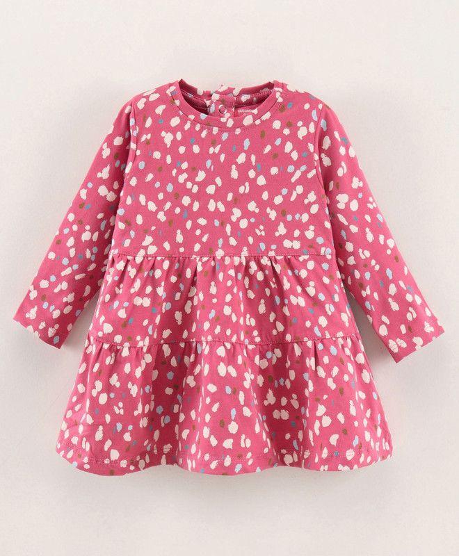 Baby Girls Above Knee Casual Dress  (Pink, 3/4 Sleeve)