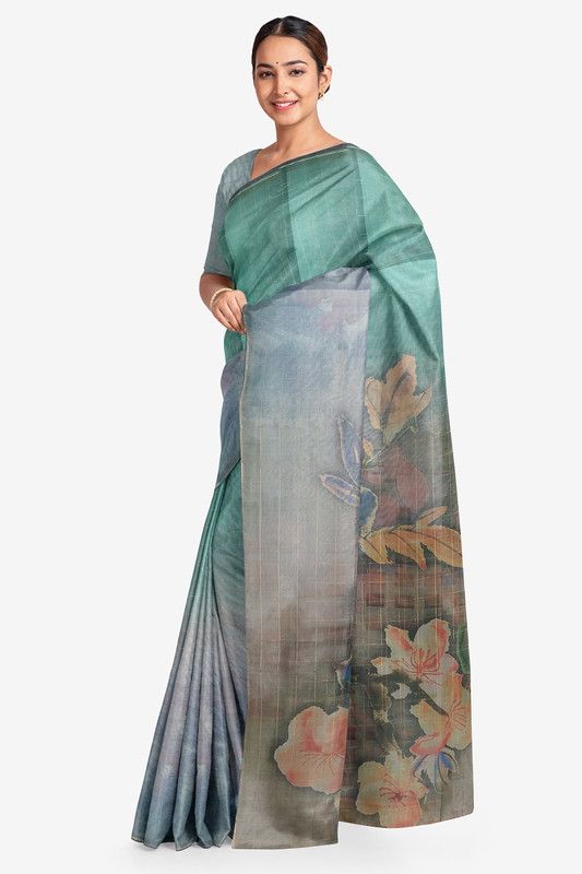 Digital Print Daily Wear Organza Saree  (Multicolor)