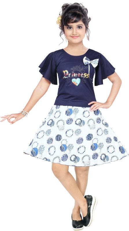 Girls Party(Festive) Top Skirt  (Dark Blue)