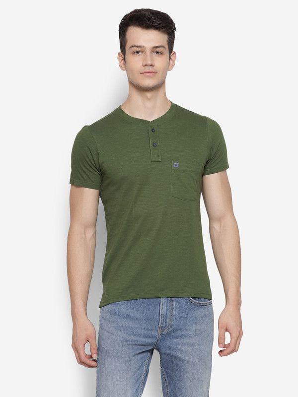 Pack of 2 Men Solid Henley Neck Pure Cotton Multicolor T-Shirt
